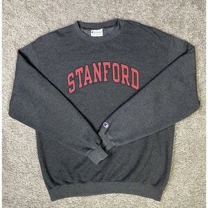 Stanford Cardinals Sweater Mens LARGE GRAY Red Champion CREW NECK Adult‎
